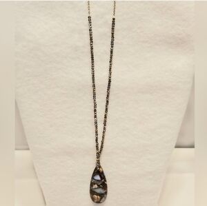 Lunar Night Indigo Gabbro Jasper Pendant 17 Inch Necklace